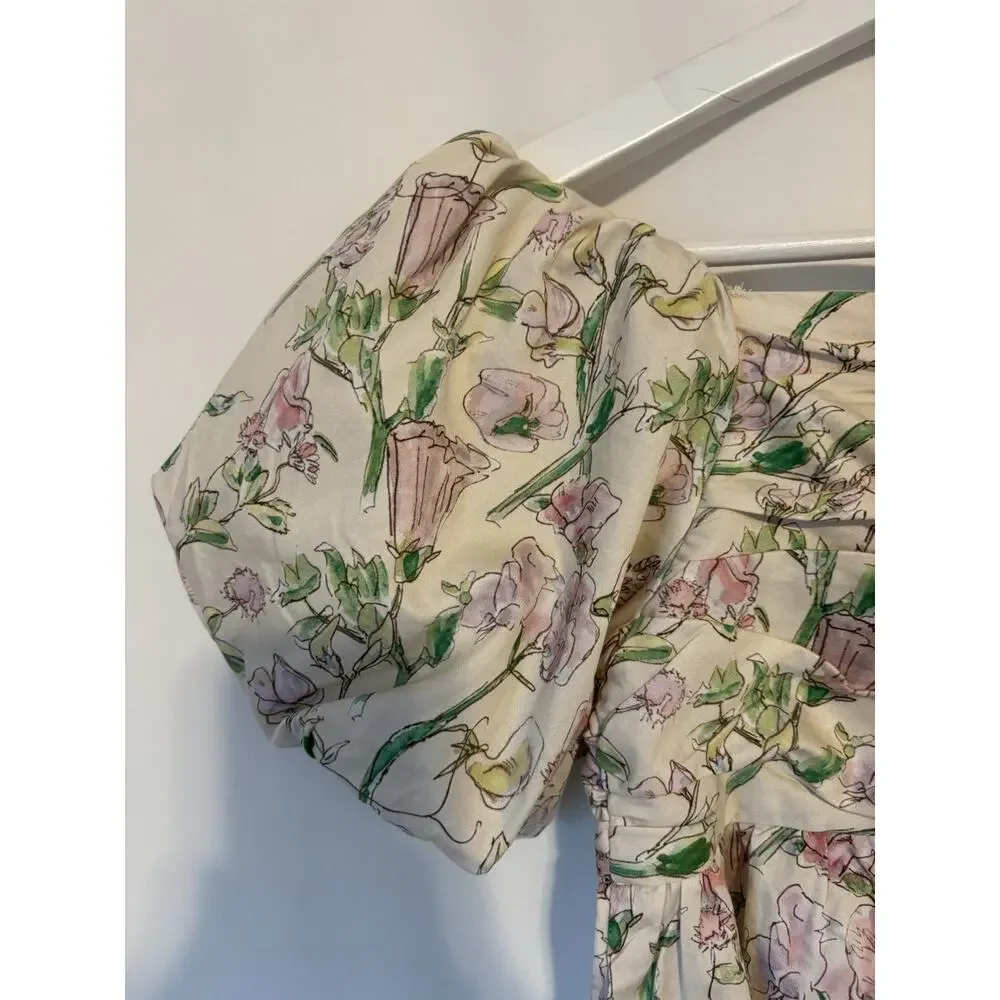 Gingersnaps Dress 10Y Floral Mini Aline Short Puff Sleeve Square Neck